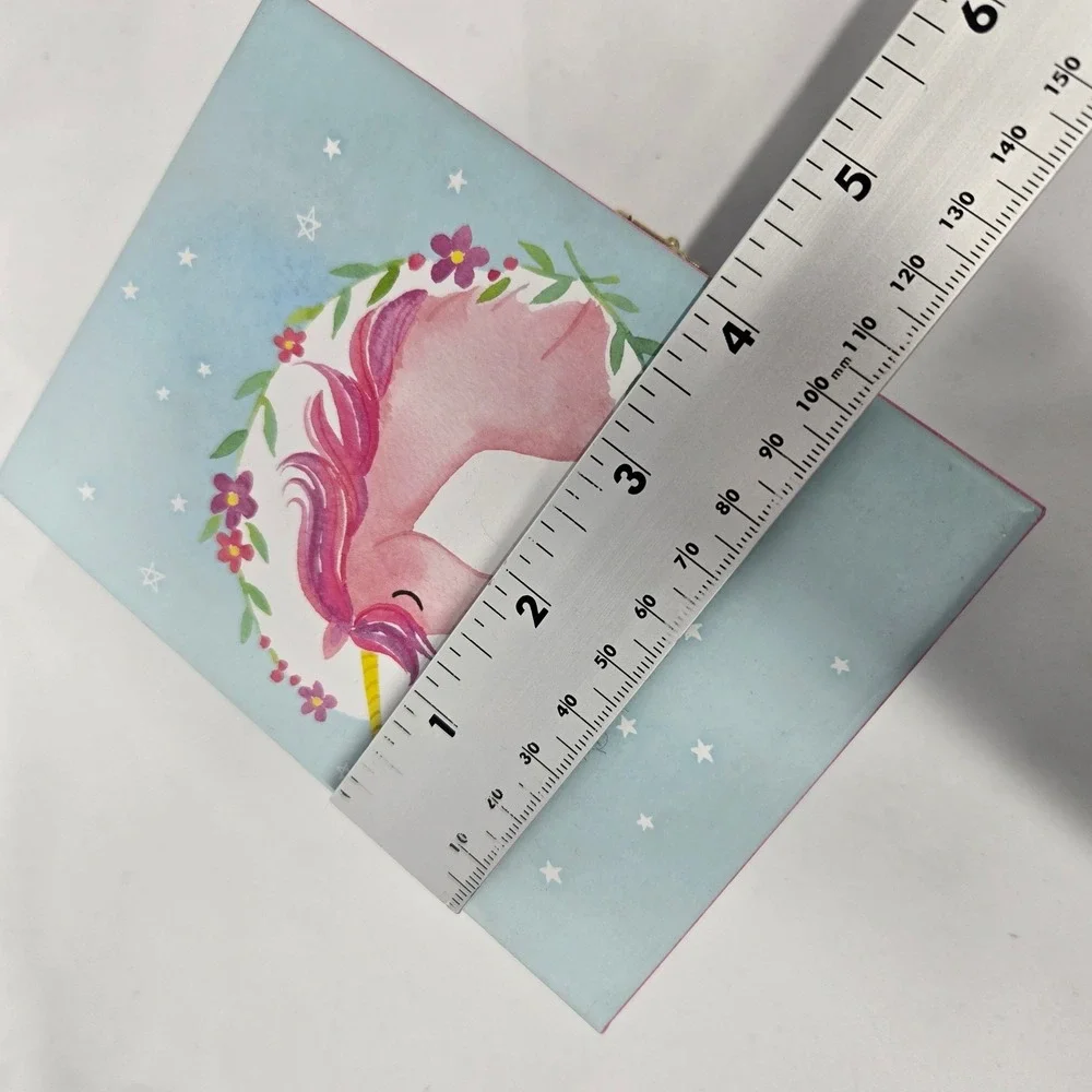 Jewelkeeper Musical Jewelry Box Girls Small Blue Unicorn Rainbow Wind Up Music